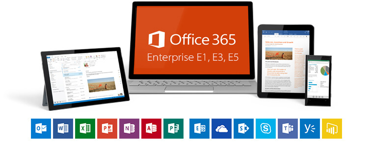 Mit erstklassigen Anwendungen und leistungsfähigen Clouddiensten sorgt Office 365 Enterprise dafür, dass jeder kreativ im Team arbeiten kann – von praktisch jedem Ort und Endgerät.